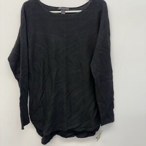 INC International Concepts Woman Medium Black Shirt Tail Sweater Long Sleeve New